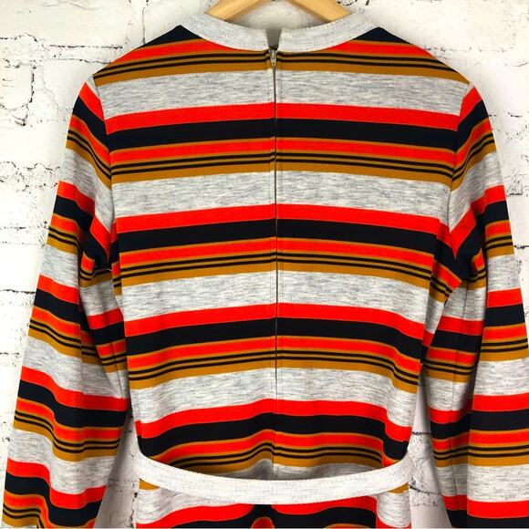 Vintage Kay Windsor Orange Gold Striped Dress - Picture 8 of 10